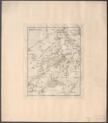 Comté de Bourgogne et partie de la Suisse romande. S. Viotte sculp. 6 Grandes lieues de France ou d'une Heure de chemin. [Document cartographique] , 1740