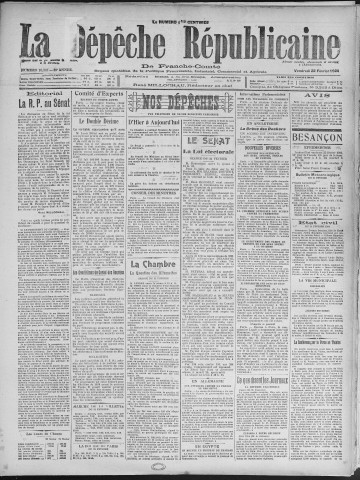 22/02/1924 - La Dépêche républicaine de Franche-Comté [Texte imprimé]