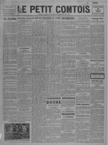 04/08/1940 - Le petit comtois [Texte imprimé] : journal républicain démocratique quotidien