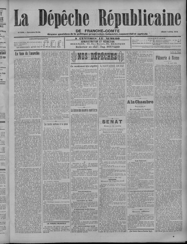 07/04/1910 - La Dépêche républicaine de Franche-Comté [Texte imprimé]