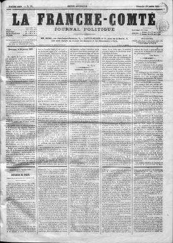 29/01/1865 - La Franche-Comté : organe politique des départements de l'Est