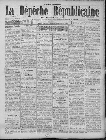 09/08/1924 - La Dépêche républicaine de Franche-Comté [Texte imprimé]