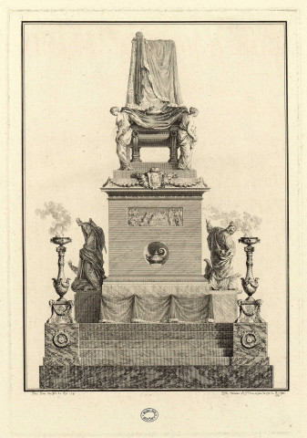 Catafalque pour la pompe funèbre de Marie-Thérèse, à Notre-Dame de Paris [image fixe] / Paris dess. du Cabi.du Roi 1781, J.M. Moreau Le Jeune dess. et gra. du Cabi. du Roi scul. 1781 , 1781