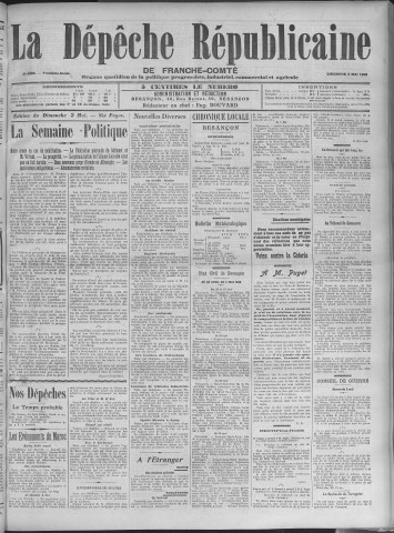 03/05/1908 - La Dépêche républicaine de Franche-Comté [Texte imprimé]