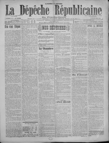 09/06/1922 - La Dépêche républicaine de Franche-Comté [Texte imprimé]