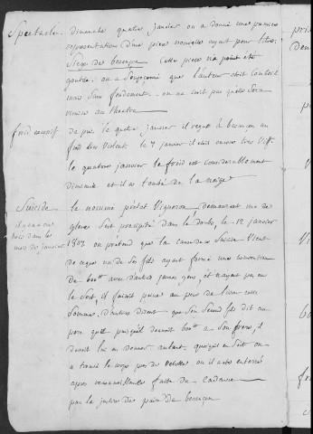 Ms Baverel 73 - « Événements mémorables arrivés à Besançon en 1807 et 1808 », par l'abbé J.-P. Baverel