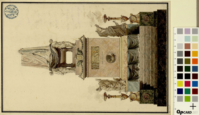 Catafalque de l'impératrice Marie-Thérèse, à Notre-Dame de Paris / Pierre-Adrien Pâris , [S.l.] : [P.-A. Pâris], [1781]