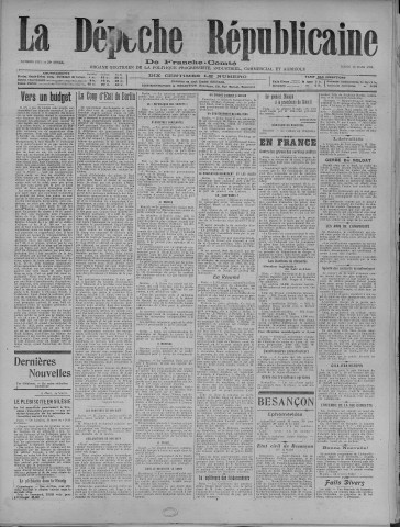 16/03/1920 - La Dépêche républicaine de Franche-Comté [Texte imprimé]