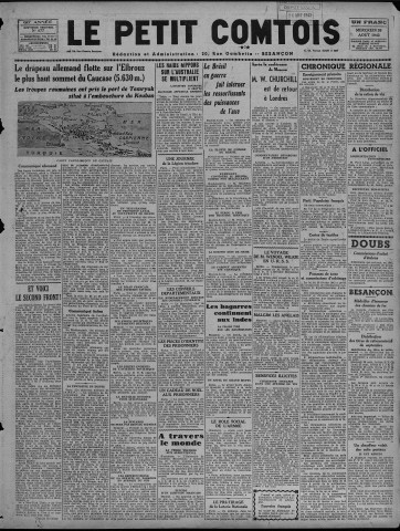 26/08/1942 - Le petit comtois [Texte imprimé] : journal républicain démocratique quotidien