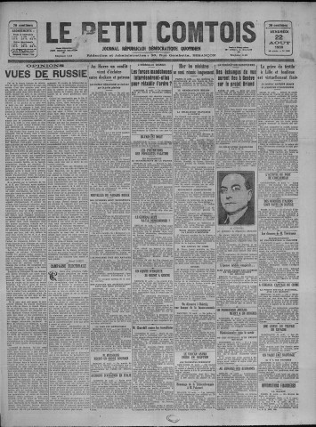 22/08/1930 - Le petit comtois [Texte imprimé] : journal républicain démocratique quotidien