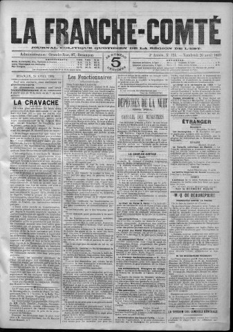 26/04/1889 - La Franche-Comté : journal politique de la région de l'Est