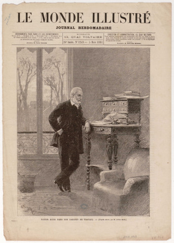 Victor Hugo dans son cabinet de travail. [image fixe] / D'après nature, par M. Adrien Marie 1881