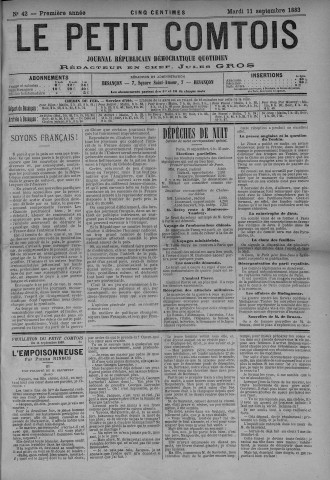 11/09/1883 - Le petit comtois [Texte imprimé] : journal républicain démocratique quotidien