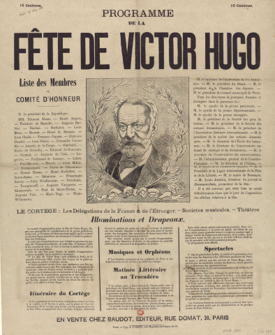 Programme de la Fête de Victor Hugo [image fixe] / Heritier sc.  ; H. Demare , Paris, 1881