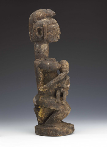 Maternité - sculpture dogon, Malistatue de femme assise, un enfant sur ses genoux