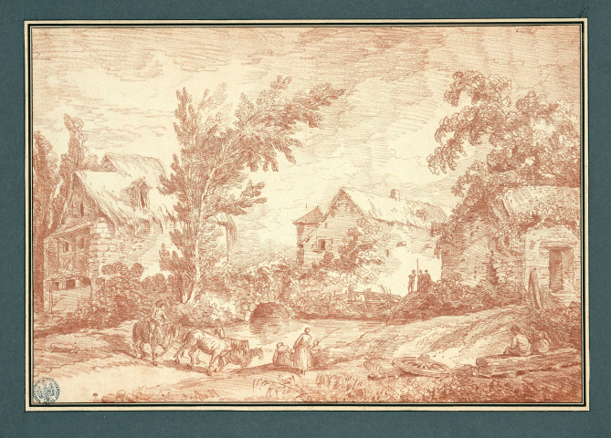 7 - Chaumières autour d'une rivière , [France ?], [1765]