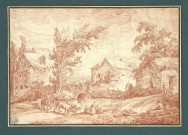 7 - Chaumières autour d'une rivière , [France ?], [1765]