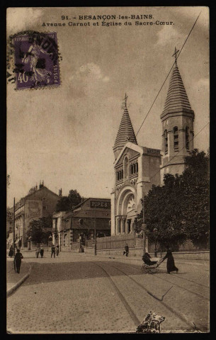 Besançon-les-Bains. Avenue Carnot et Eglise du Sacré-Coeur [image fixe] , Besançon : Ch. Girardot & Cie, 1923/1929