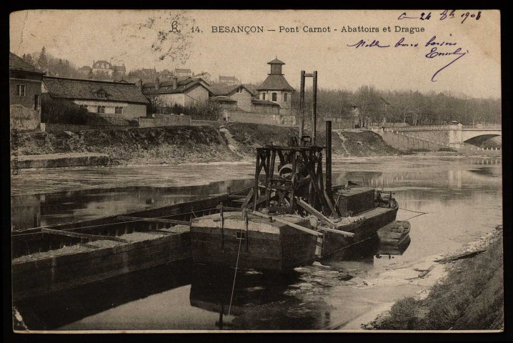 Besançon - Pont Canot - Abattoirs et drague [image fixe] : L R, 1898/1903