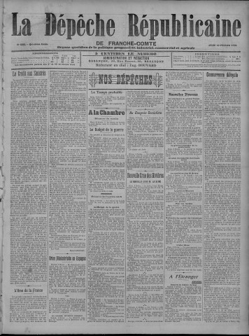 10/02/1910 - La Dépêche républicaine de Franche-Comté [Texte imprimé]