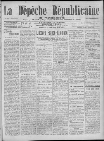 21/12/1911 - La Dépêche républicaine de Franche-Comté [Texte imprimé]