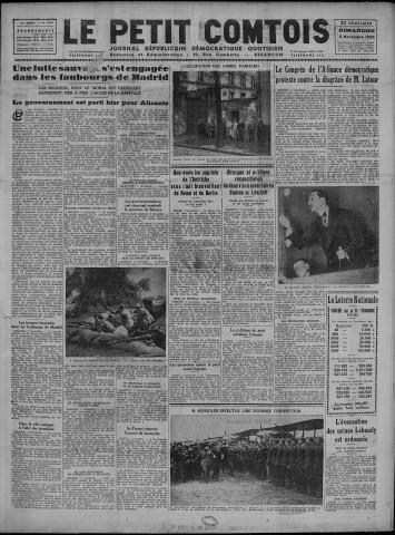 08/11/1936 - Le petit comtois [Texte imprimé] : journal républicain démocratique quotidien