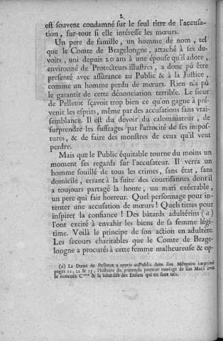 Mémoire pour le comte de Bragelongne contre le sieur de Pelletot [Signé : de Laune, avocat]