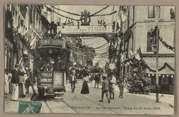 Besançon - La rue Battant - Fêtes du 15 Août 1909. [image fixe] , 1904/1909