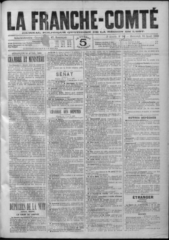 10/04/1889 - La Franche-Comté : journal politique de la région de l'Est