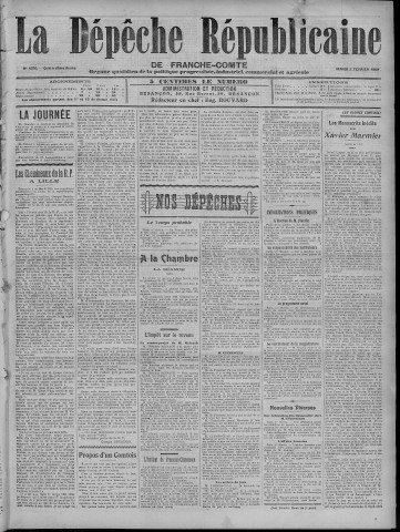 02/02/1909 - La Dépêche républicaine de Franche-Comté [Texte imprimé]