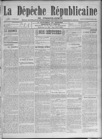 20/04/1908 - La Dépêche républicaine de Franche-Comté [Texte imprimé]