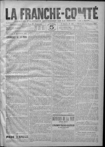 27/09/1887 - La Franche-Comté : journal politique de la région de l'Est
