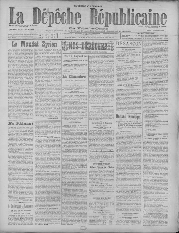 07/12/1922 - La Dépêche républicaine de Franche-Comté [Texte imprimé]