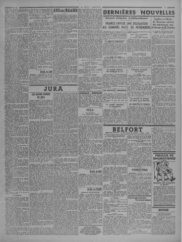 29/08/1938 - Le petit comtois [Texte imprimé] : journal républicain démocratique quotidien