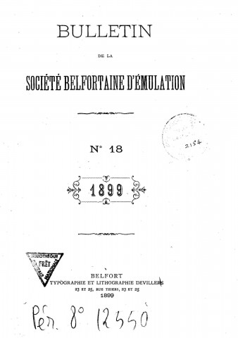 01/01/1899 - Bulletin de la Société belfortaine d'émulation [Texte imprimé]