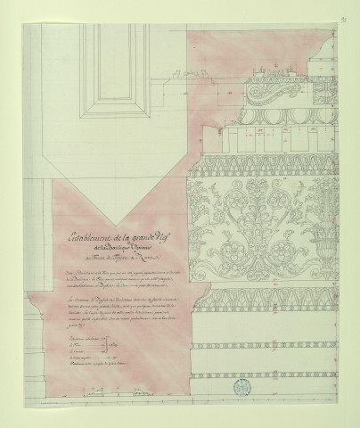 Entablement de la grande nef de la basilique Ulpienne au forum de Trajan à Rome / Pierre-Adrien Pâris , [S.l.] : [P.-A. Pâris], [1700-1800]
