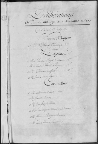 Registre des délibérations municipales 1er janvier - 5 décembre 1770