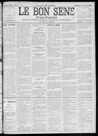 12/01/1890 - Organe du progrès agricole, économique et industriel, paraissant le dimanche [Texte imprimé] / . I