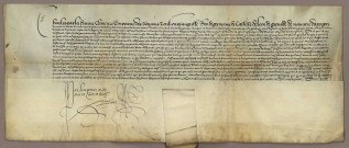 Chemins publics et grandes routes :
- Ordonnances de Charles Quint permettant l'expropriation des terrains nécessaires à l'amélioration ou à la réfection du chemin du Mont Dart (1550) avec sceau de Charles Quint en cire rouge, dans un étui.
- Ordonnances de la municipalité et des intendants de la province pour la répartition entre les habitants des corvées à faire sur les grandes routes.
- Réclamations des corvéables et jugements de l'intendance à ce sujet.
- Plans et devis d'une rectification de la route de Morre (1774).
- Plantation d'arbres sur le bord des grandes routes par les soins des riverains : diverses ordonnances à ce sujet.