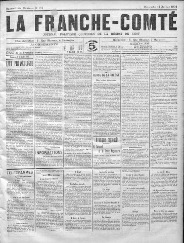 14/07/1901 - La Franche-Comté : journal politique de la région de l'Est