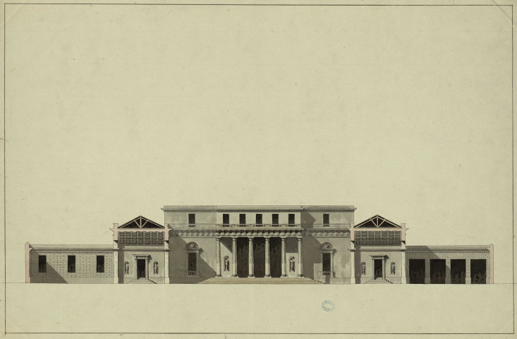 Façade de l'Hôtel de l'Intendance de Franche-Comté (Préfecture), sans le fronton [Image fixe] , [S.l. : Besançon ?] : [s.n.], [1771-1799]