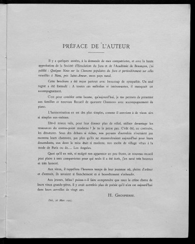 Chansons populaires, rondes enfantines et vieux branles du Jura /