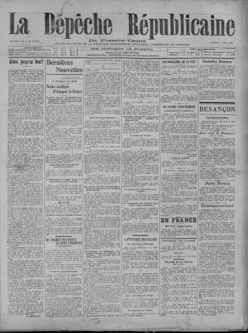 09/04/1920 - La Dépêche républicaine de Franche-Comté [Texte imprimé]