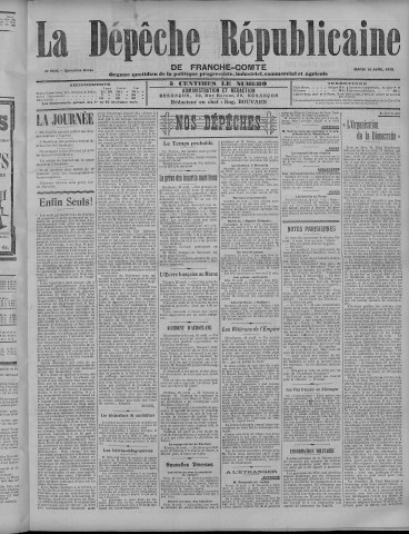 19/04/1910 - La Dépêche républicaine de Franche-Comté [Texte imprimé]