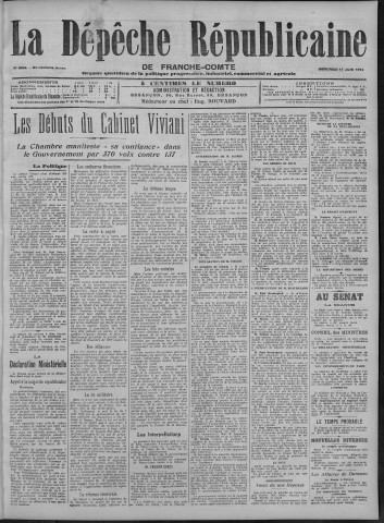 17/06/1914 - La Dépêche républicaine de Franche-Comté [Texte imprimé]