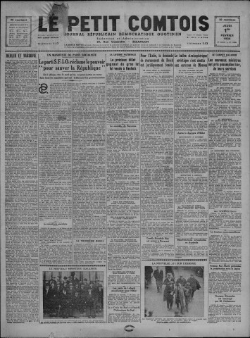 01/02/1934 - Le petit comtois [Texte imprimé] : journal républicain démocratique quotidien