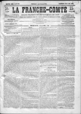 23/04/1860 - La Franche-Comté : organe politique des départements de l'Est