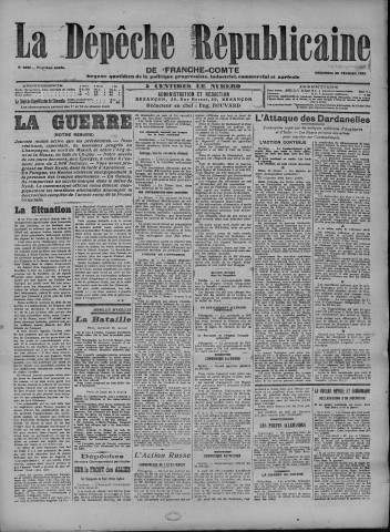 26/02/1915 - La Dépêche républicaine de Franche-Comté [Texte imprimé]