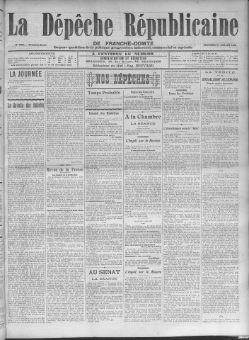 01/07/1908 - La Dépêche républicaine de Franche-Comté [Texte imprimé]