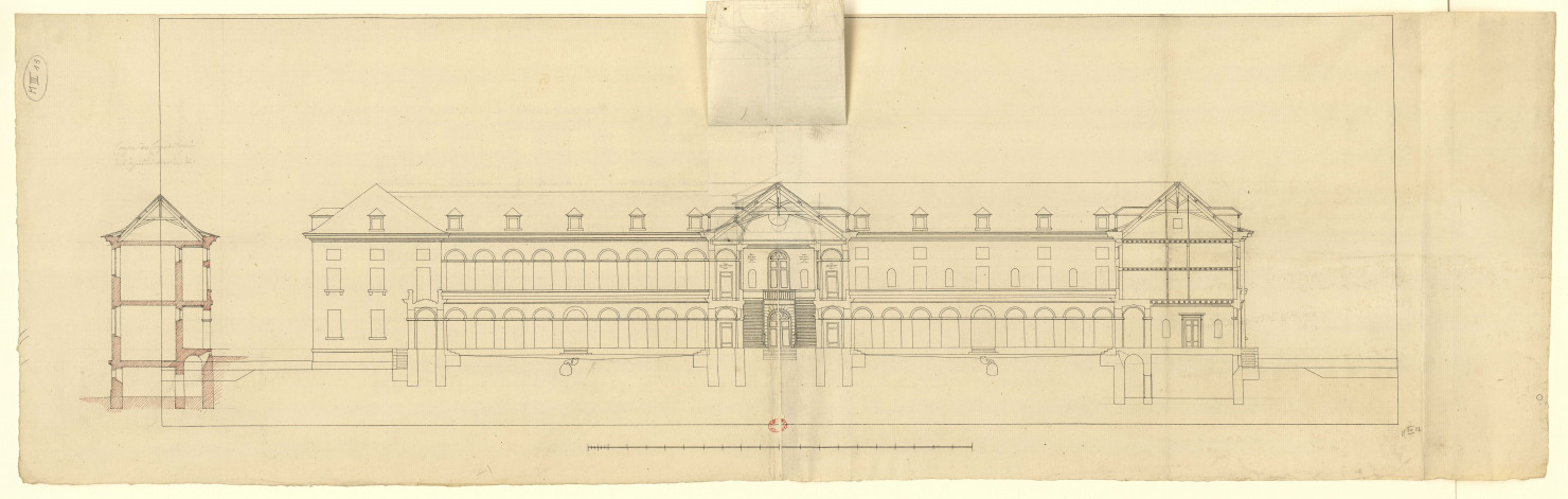 Hôtels Tassin de Villiers et Tassin de Moncourt, à Orléans. Coupe / Pierre-Adrien Pâris , [S.l.] : [P.-A. Pâris], [1791]